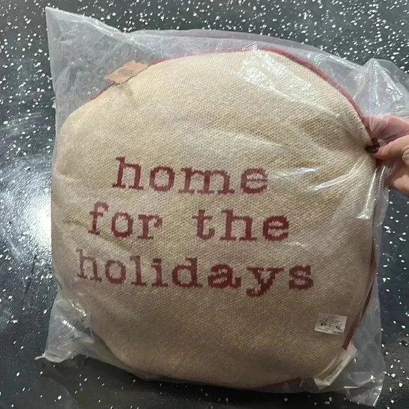 NWT Mudpie Reversible Round Pillow, 18" - Picture 1 of 4